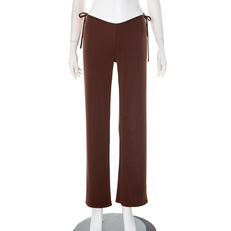 Fashion Simple Striped Contrast Color Straight Casual Mopping Trousers