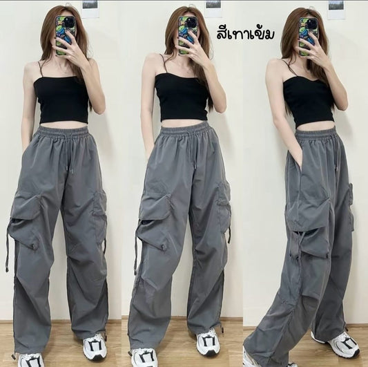 Retro Workwear Casual Pants For Women High Waist Straight Wide Leg Trousers Design Loose Mopping Pants